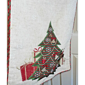 Christmas Table Runner 70" x 16" Applique & Embroidered Christmas Tree